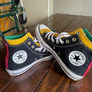 Color block high top converse